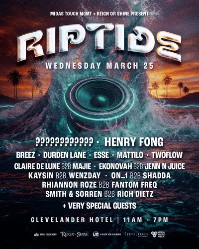 Riptide - Miami Music Week Pool Party - EDM event at Clevelander Hotel in Miami