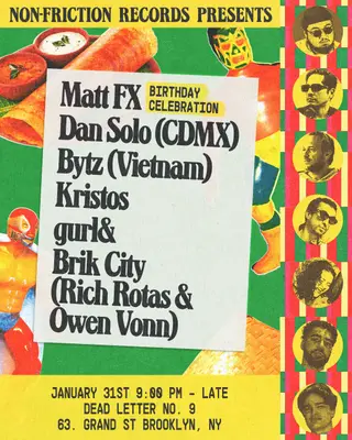 Non-Friction Records: Dan Solo (CDMX), Bytz, Matt FX, Kristos, gurl&, Brik City at Cargo @ Dead Letter No. 9