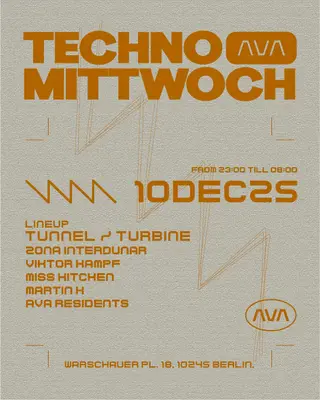 TECHNO MITTWOCH: TUNNEL/TURBINE at AVA Club