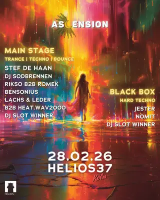 Ascension with Stef de Haan, DJ SODBRENNEN, Rikso B2B Romek, Jester at Helios37 Ascension with Stef de Haan, DJ SODBRENNEN, Rikso B2B Romek, Jester at Helios37