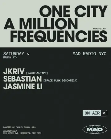 JKriv / Sebastian / Jasmine Li at MAD Radio NYC JKriv / Sebastian / Jasmine Li at MAD Radio NYC