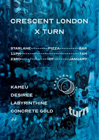 Crescent London x Turn at Starlane Pizza Bar Crescent London x Turn at Starlane Pizza Bar