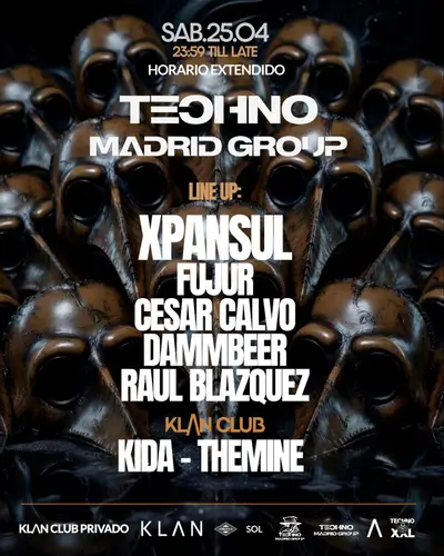 TECHNO MADRID GROUP special extended hours TECHNO MADRID GROUP special extended hours - EDM event at Klan Club Privado in Madrid