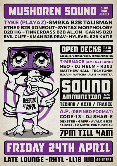 Mushdren Sound / Sound Ammunition / Open Decks - EDM event at The Late Lounge in West + Wales