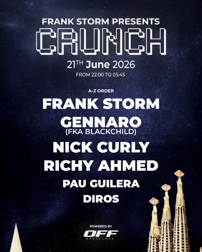 CRUNCH x OFF: Richy Ahmed, Blackchild, Nick Curly, Frank Storm - EDM event at Safari Disco Club in Barcelona