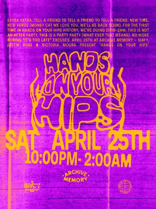 [CANCELLED] HANDS ON YOUR HIPS at TBA - Hollywood