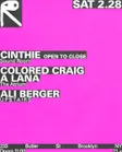 Cinthie / Colored Craig + A lana / Ali Berger New York 2026 | Lineup EDM news from EDMDanceDirectory.com