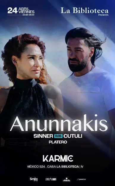 ANUNNAKIS & MORE ARTISTS - by KARMIC, LA BIBLIOTECA - EDM event at TBA - La Biblioteca, San Telmo in Buenos Aires