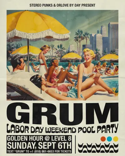 Grum POOL PARTY at Level 8 [Labor Day Sunday] - EDM event at Level 8 DTLA in Los Angeles