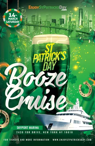 Saint Paddy's Booze Cruise Yacht Party NYC at Skyport Marina Saint Paddy's Booze Cruise Yacht Party NYC at Skyport Marina
