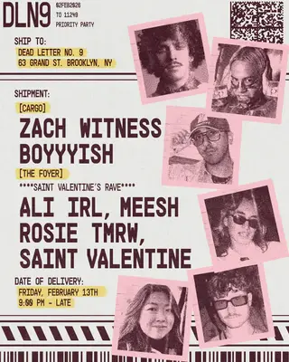 Zach Witness, boyyyish, Saint Valentine's Rave: ALI IRL, Meesh, Rosie, Saint Valentine at Cargo @ Dead Letter No. 9