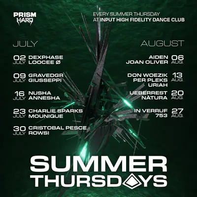 PRISM Hard pres Ueberrest - EDM event at INPUT High Fidelity Dance Club in Barcelona