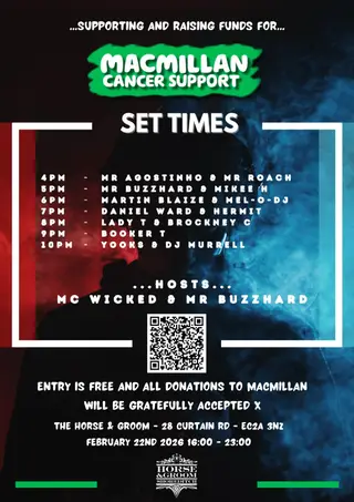 House Music party for Macmillan Cancer Support this Sunday with Booker T at The Horse & Groom