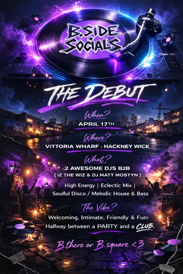 B.Side Socials - The Debut at Vittoria Wharf Studio B.Side Socials - The Debut at Vittoria Wharf Studio