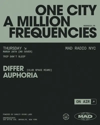TRIP DON'T SLEEP: DIFFER (Club Space Miami) / Auphoria - EDM event at MAD Radio NYC in New York