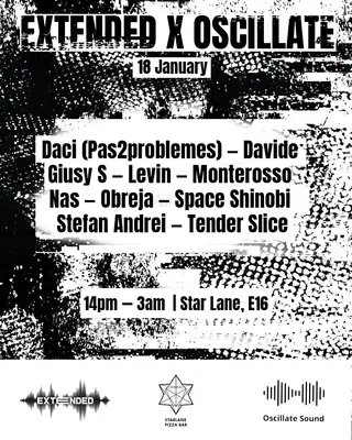 Extended x Oscillate Sunday 13h Session at Starlane Pizza Bar Extended x Oscillate Sunday 13h Session at Starlane Pizza Bar