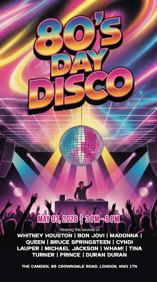 80's Day Disco – Bank Holiday Party London at The Camden 80's Day Disco – Bank Holiday Party London at The Camden