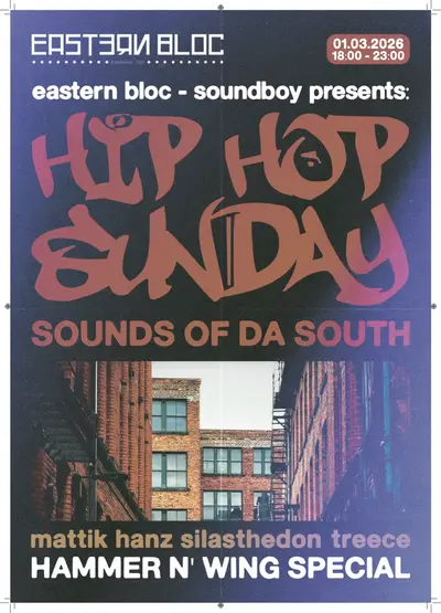 HIPHOP SUNDAY: HAMMER N' WING MEMPHIS SPECIAL 'SOUNDS OF DA SOUTH' - EDM event at Eastern Bloc Records in Manchester