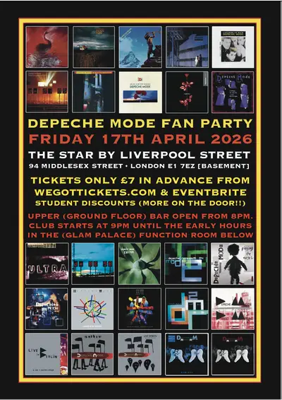 DEPECHE MODE FAN PARTY at The Star By Liverpool St DEPECHE MODE FAN PARTY at The Star By Liverpool St - EDM event at The Star By Liverpool Street in London