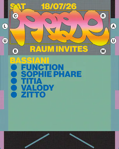 RAUM invites Bassiani - EDM event at CLUB RAUM in Amsterdam