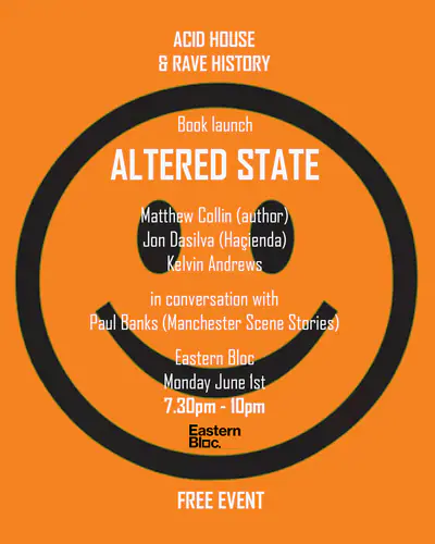 Altered State Book Launch with Author Matthew Collin, Jon Da SIlva & Kelvin Andrews - EDM event at Eastern Bloc Records in Manchester