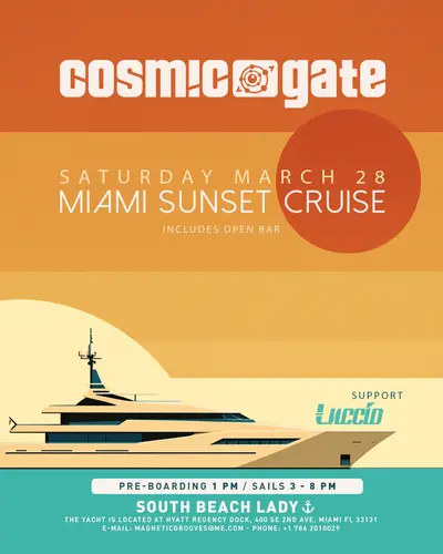Cosmic Gate Sunset Cruise - EDM event at Hyatt Regency Dock in Miami