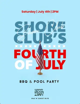July 4th Pool Party & BBQ - West Hollywood at Hotel Ziggy