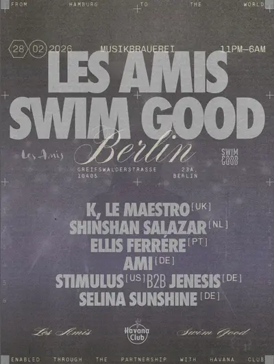 Swim Good X Les Amis - EDM event at Musikbrauerei in Berlin