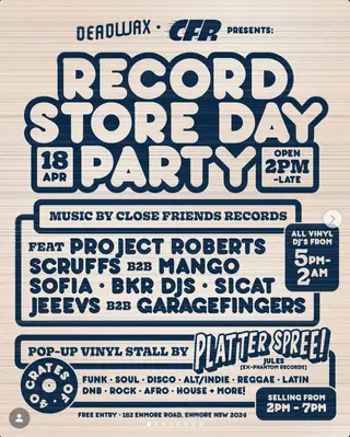 Deadwax x CFR Present: Record Store Day Party at TBA