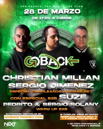 Goback Tardeo - EDM event at Next Clubbing in Madrid