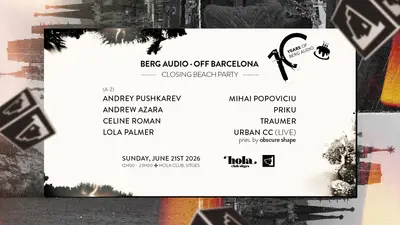 Berg Audio • OFF BCN 2026 Closing Beach Party - EDM event at Hola Club Sitges (Cala Vallcarca) in Barcelona