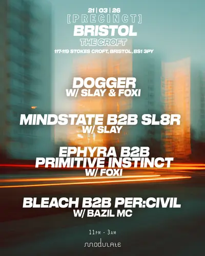 dogger + SL8R + Mindstate - Precinct x Modulate - EDM event at The Croft in Brussels