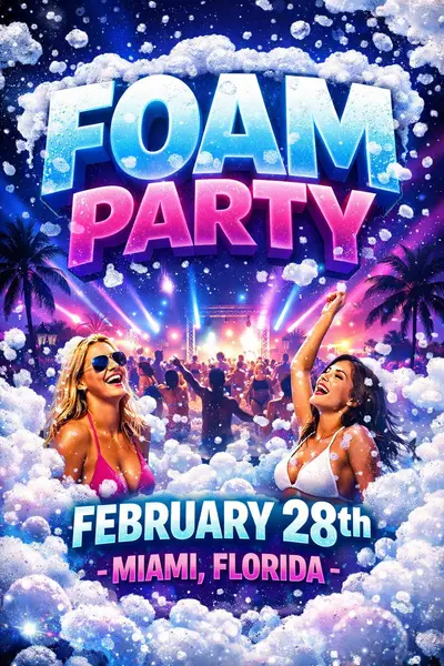 Foam party - EDM event at TBA in Miami