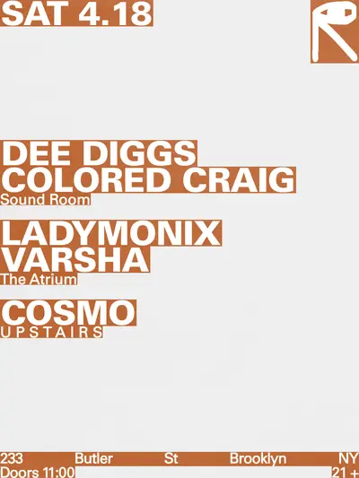 Dee Diggs + Colored Craig / LADYMONIX + VARSHA / Cosmo - EDM event at public records in New York