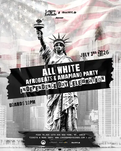 AFROWAVES ALL WHITE ALL NIGHT: Independence Day Afrobeats Boat Party Cruise - EDM event at Pier 78 at Hudson River Park in New York