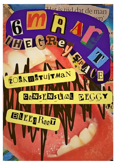 ZOEKHETUITMAN EP Release + Bleedroot + Consensual Peggy ZOEKHETUITMAN EP Release + Bleedroot + Consensual Peggy - EDM event at The Grey Space In The Middle in The Hague