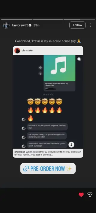 Travis Kelce Convinced Taylor Swift to Approve Chris Lake Remix of ‘Opalite’ - EDM news article Travis Kelce Convinced Taylor Swift to Approve Chris Lake Remix of ‘Opalite’ - EDM news article