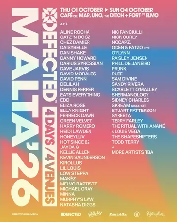 Defected Malta 2026 Lineup Has Been Announced - EDM news article Defected Malta 2026 Lineup Has Been Announced - EDM news article