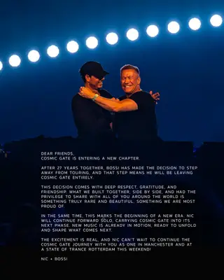 Trance Duo Cosmic Gate Announce They’re Parting Ways After 27 Years - EDM news article