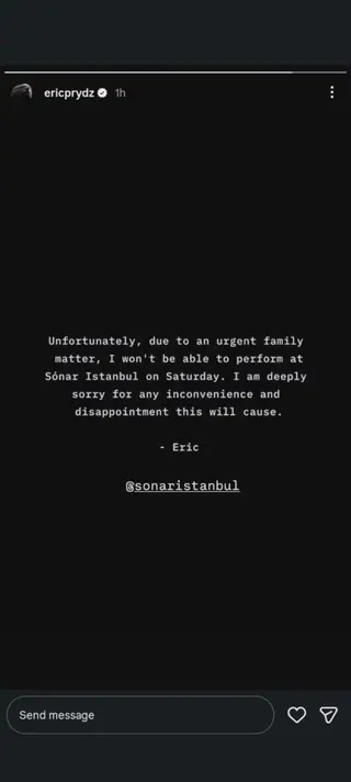 Eric Prydz Cancels Sonar Istanbul Set Due to Urgent Family Matter - EDM news article Eric Prydz Cancels Sonar Istanbul Set Due to Urgent Family Matter - EDM news article